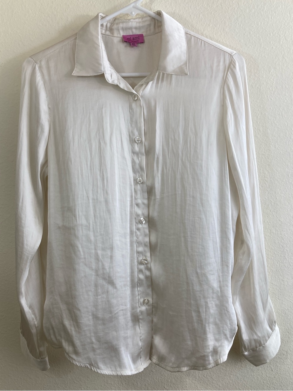 Mi Ami Francesca’s White High-Low Button-Up Blouse Women’s XS